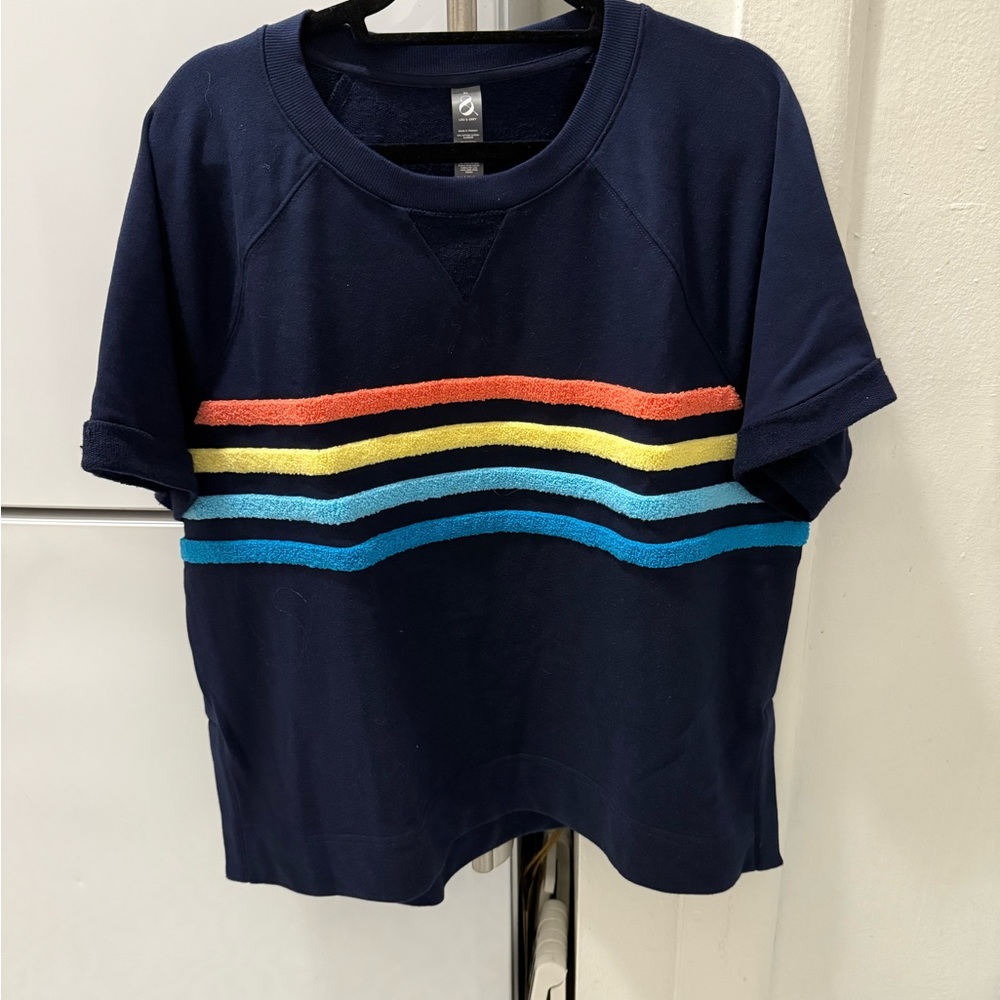 Lou & Grey Navy Sweatshirt with Vibrant Stripes